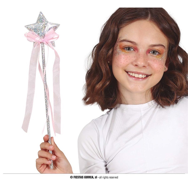 Bacchetta argento con velo 35 cm