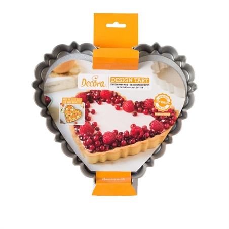Stampo Crostata Cuore fondo mobile 25x23 cm altezza 3 cm