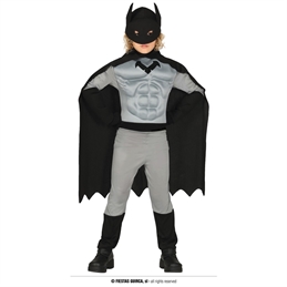 Costume Supereroe Muscoloso nero 10/12 anni