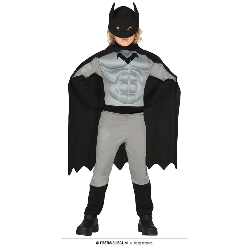 Costume Supereroe Muscoloso nero 10/12 anni