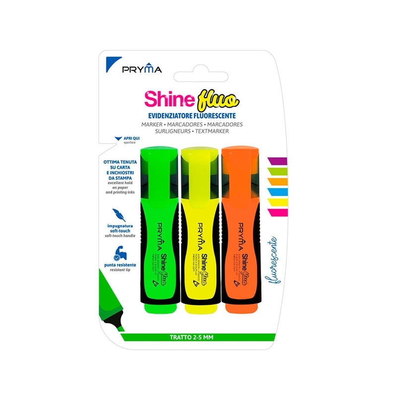 Evidenziatore Shine Punta Scalpello 2/5Mm 3Pz