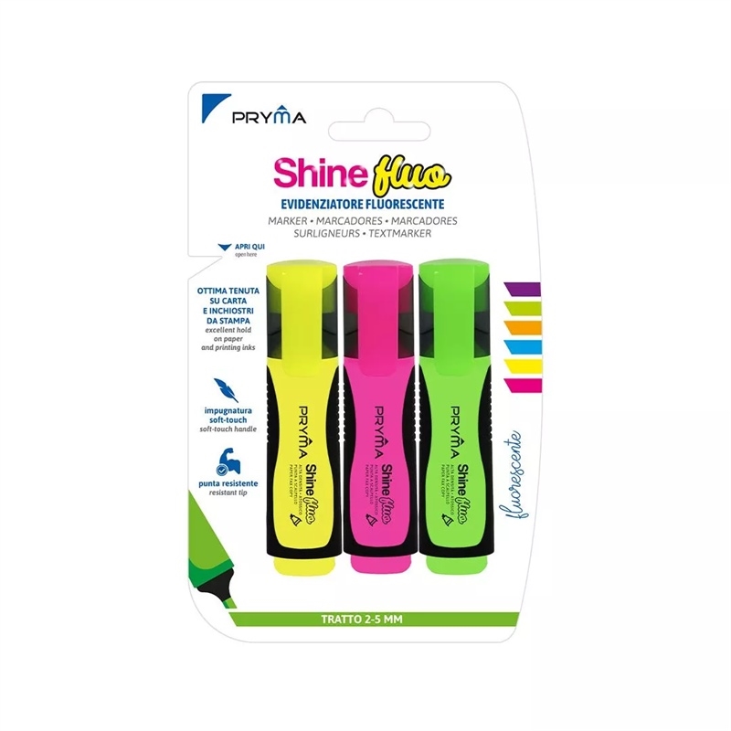 Evidenziatore Shine Punta Scalpello 2/5Mm 3Pz