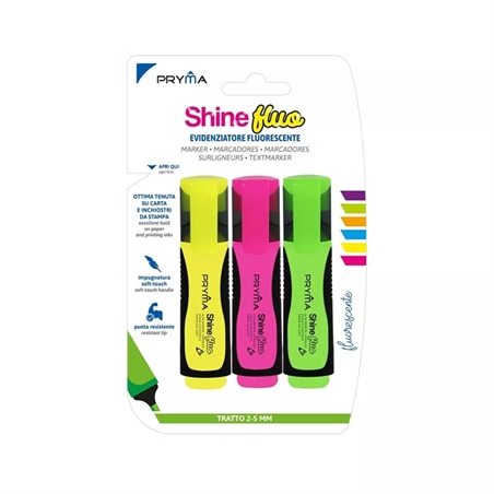 Evidenziatore Shine Punta Scalpello 2/5Mm 3Pz