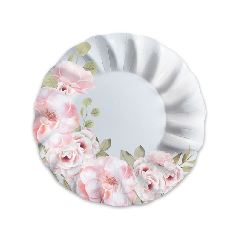 Piatti Fondi in carta 24 cm Floral 8 pezzi