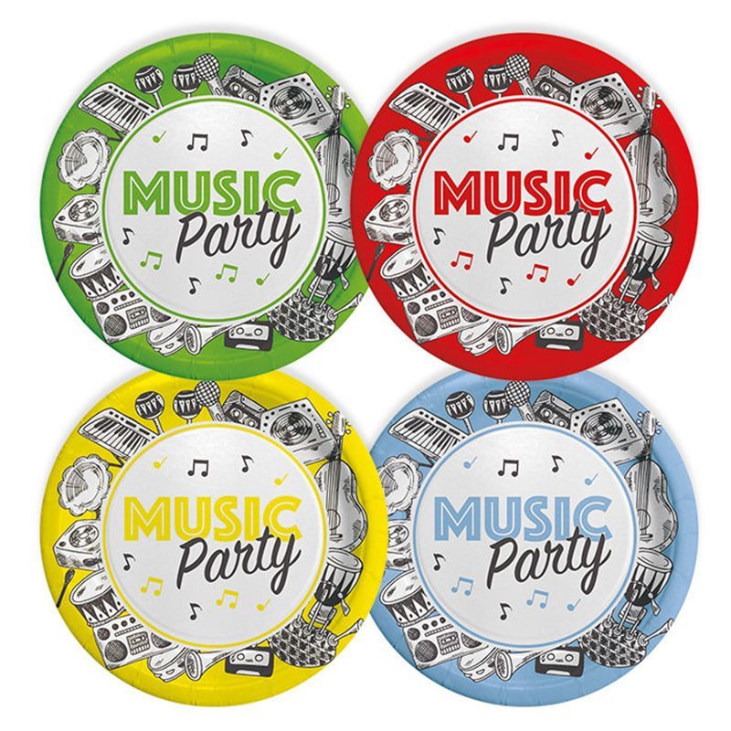 Piatti 18 cm Mix Music Party 8 pezzi