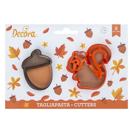Set 2 tagliapasta in plastica Ghianda e Scoiattolo