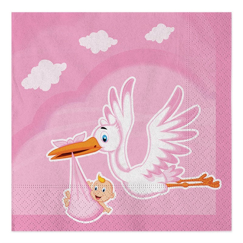 Tovaglioli 33x33 cm Cicogna Nuvola Rosa 20 pezzi