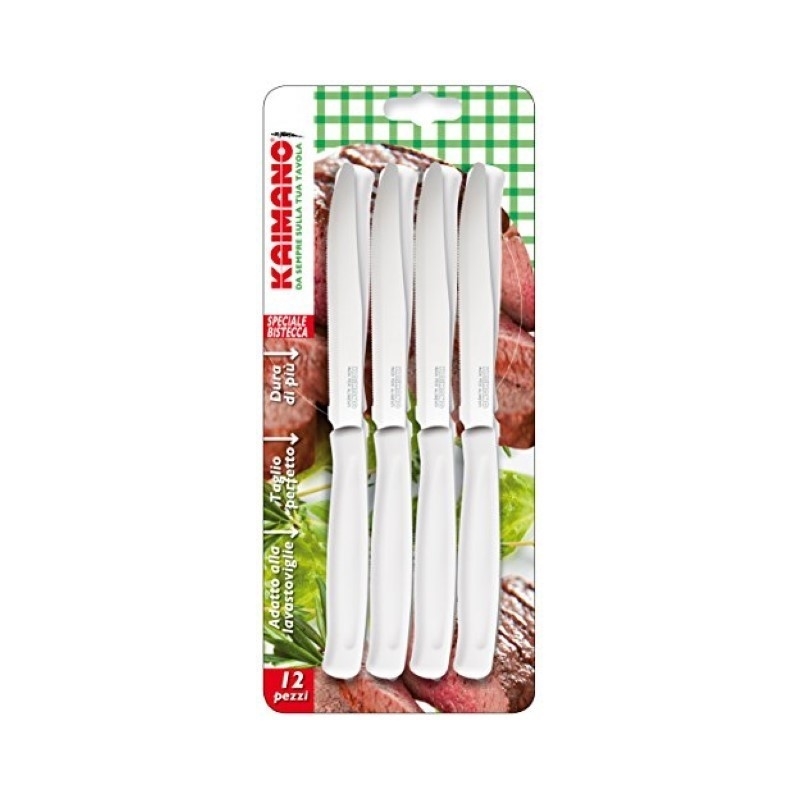 Kaimano Dinamik 12 pz Coltelli Tavola, Acciaio inossidabile, Bianco.