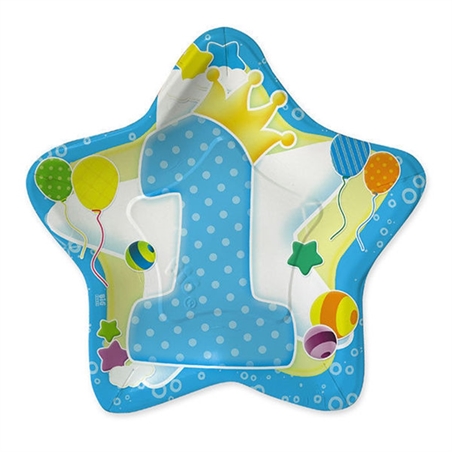 Piatti 24 cm Stella Primo Compleanno Celeste 10 pezzi