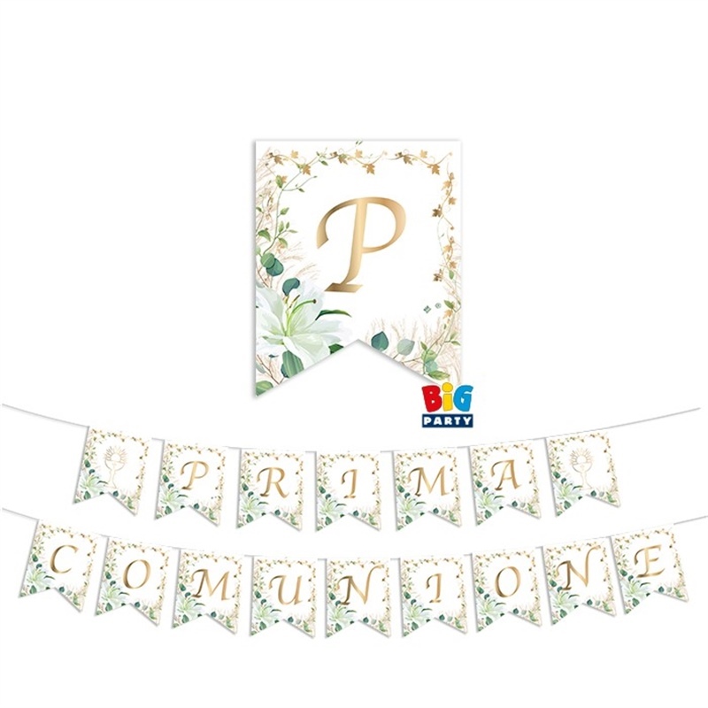 Festone Scritta Coda di Rondine in cartoncino 300 x 20 cm Prima Comunione Lily