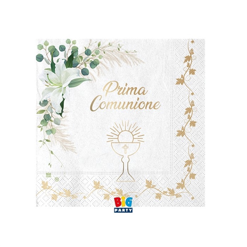 20 Tovaglioli 25 x 25 cm Prima Comunione Lily