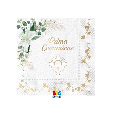 20 Tovaglioli 25 x 25 cm Prima Comunione Lily