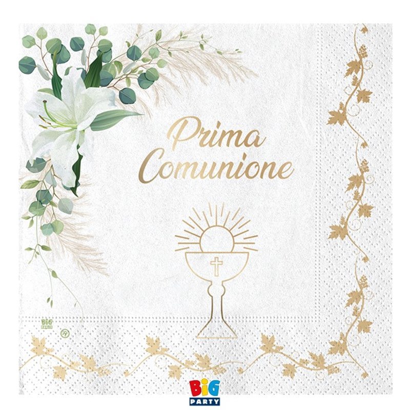 20 Tovaglioli 33 x 33 cm Prima Comunione Lily