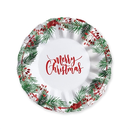 6 Piatti Fondi 24 cm Merry Christmas