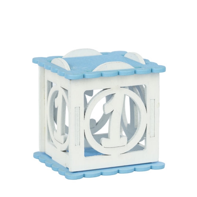 Scatola Cubo In Legno Numero 1 Celeste Cm 5x5x5 
