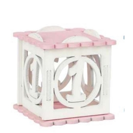 Scatola Cubo In Legno Numero 1 Rosa Cm 5x5x5