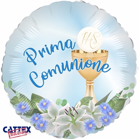 Palloncino Mylar 45 cm Prima Comunione celeste