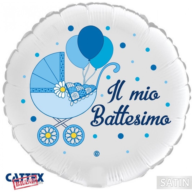 Palloncino Mylar 18'' 45 cm Il Mio Battesimo Azzurro - satinato