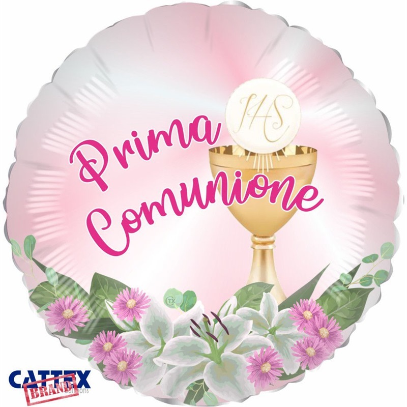 Palloncino Mylar 45 cm Prima Comunione rosa