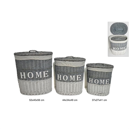 Cesto In Vimini Ovale Home Bianco 52 x 40 x 56 Cm