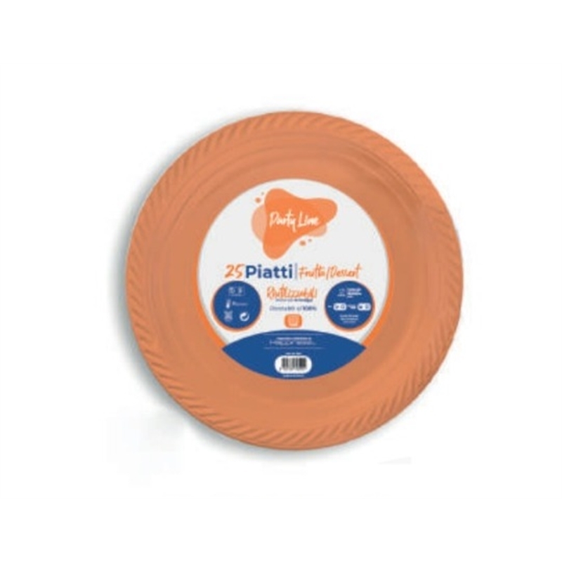 Piatti in Plastica Arancione 17 Cm 25 Pezzi