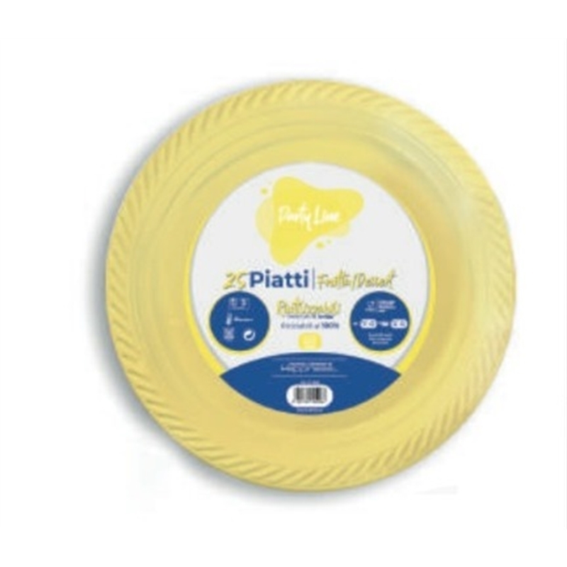 Piatti in Plastica Giallo 17 Cm 25 Pezzi