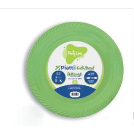 Piatti in Plastica Verde 17 Cm 25 Pezzi