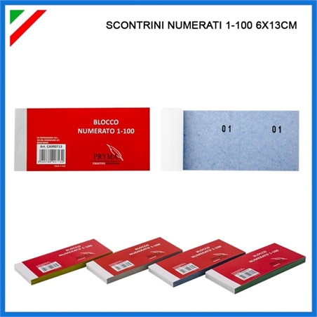 Scontrini Numerati Da 1-100 6X13CM