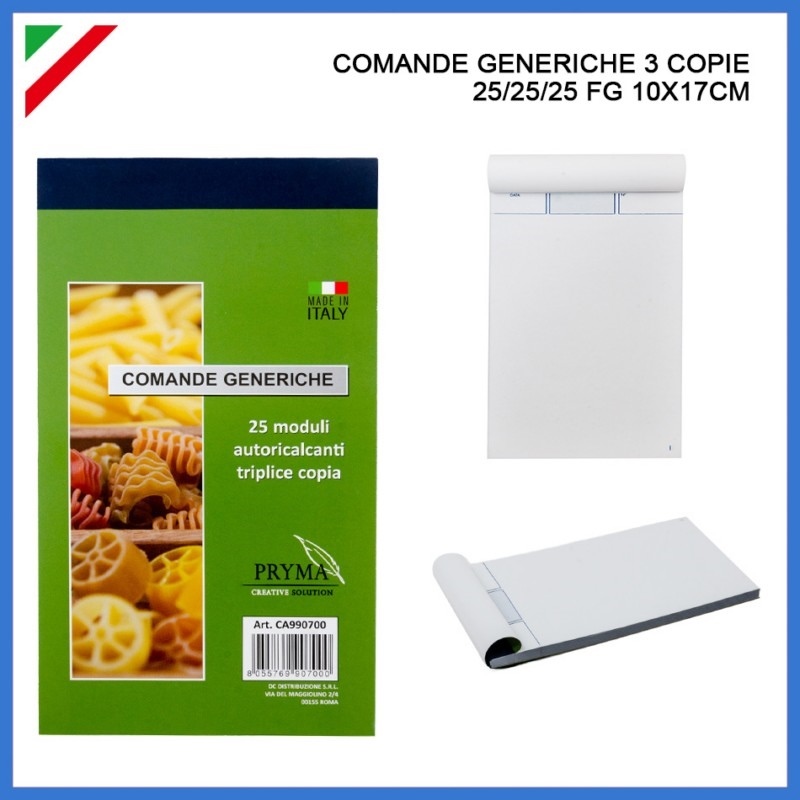 Comande Generiche 3 COPIE 25/25/25 FG 10