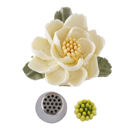 Beccuccio diretto corolla, erba fili sottili frastagliati n° 10 Decora, realizzato in acciaio inox.