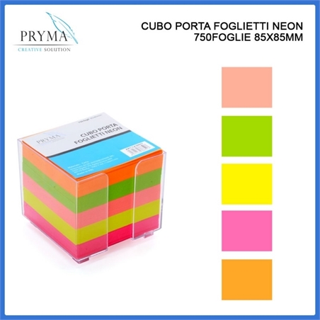 Stick Noyes Cubo 85X85MM 750 Ff Neon Assortiti