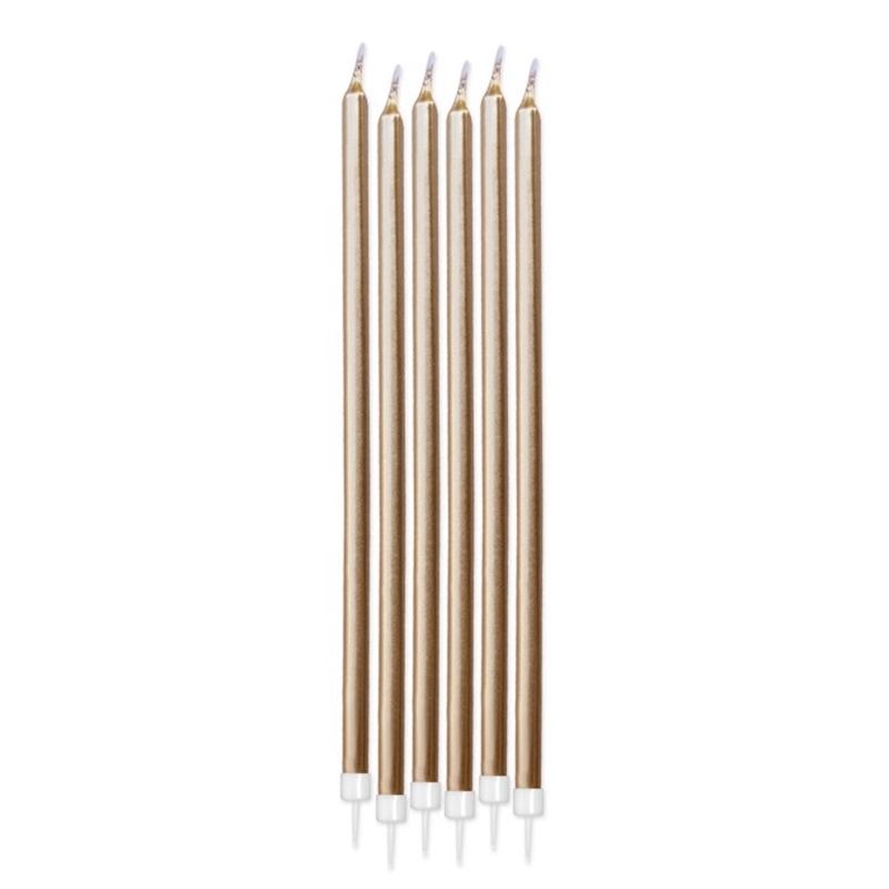 6 Candeline Matite Perlate 10 cm Oro