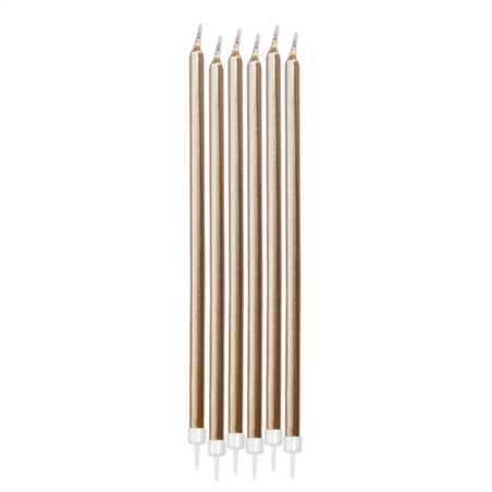 6 Candeline Matite Perlate 10 cm Oro