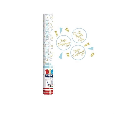 Cannone Sparacoriandoli Buon Compleanno Chic Celeste 30 cm