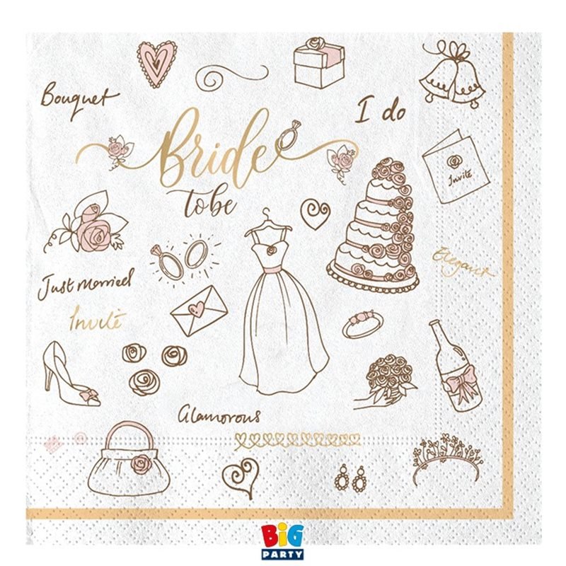 20 Tovaglioli 33 x 33 cm Bride To Be