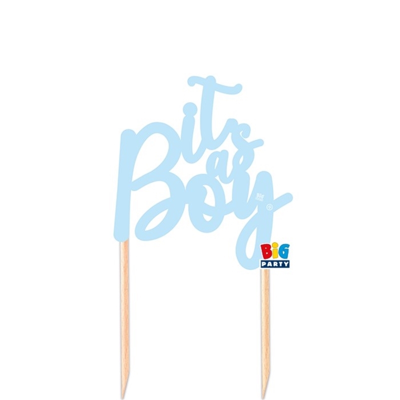 Cake Topper in carta 12 x 21 cm Scritta Italic It's a Boy