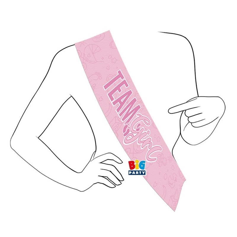 Fascia Premio Metallizzata 168 x 10 cm Gender Reveal Team Girl