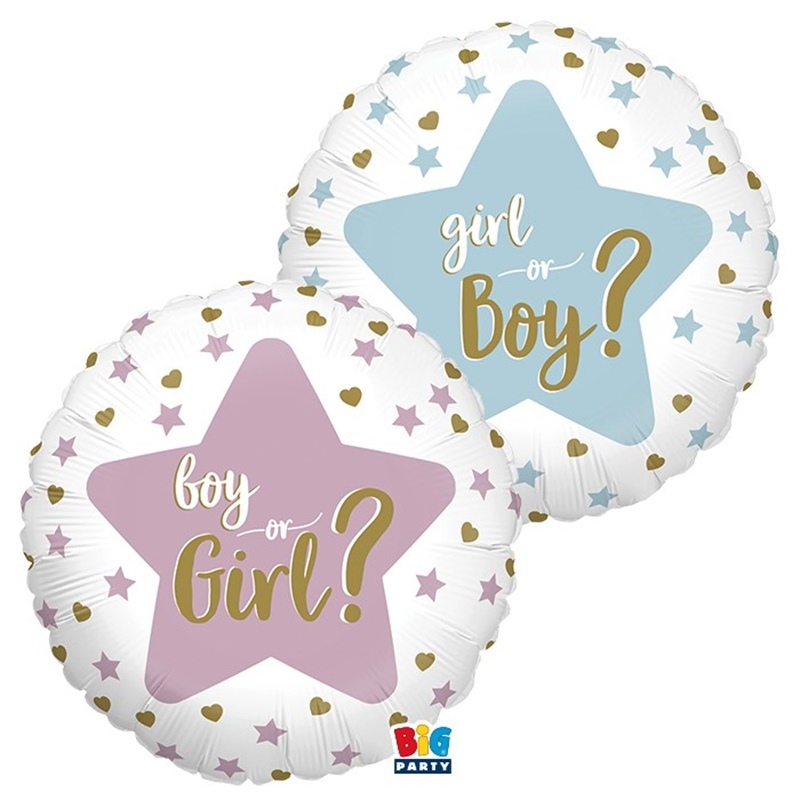 Palloncino Mylr Double Face 18" Gender Reveal Stars Palloncino Mylr Double Face 18" Gender Reveal Stars