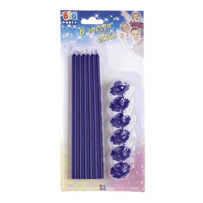 6 Candeline Stelo 20 cm Blu