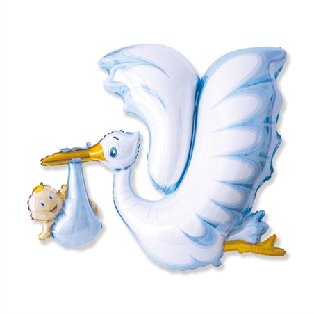 Palloncino Mylar Super Shape Cicogna Celeste 106x94 cm