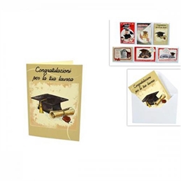 Biglietto Auguri Laurea 13.5x8.5 cm 6 assortiti