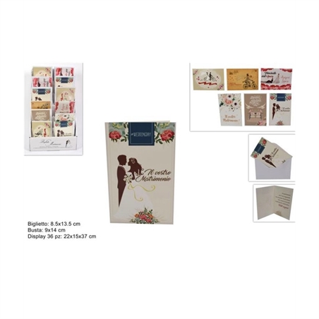 Biglietto Auguri Matrimonio 13,5 x 8,5 cm 6 assortiti