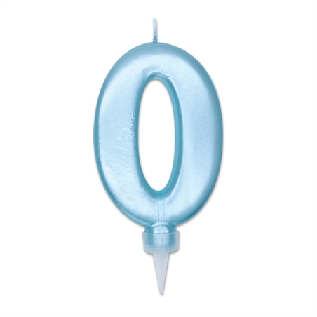 Candela di cera plump celeste perla cm 10