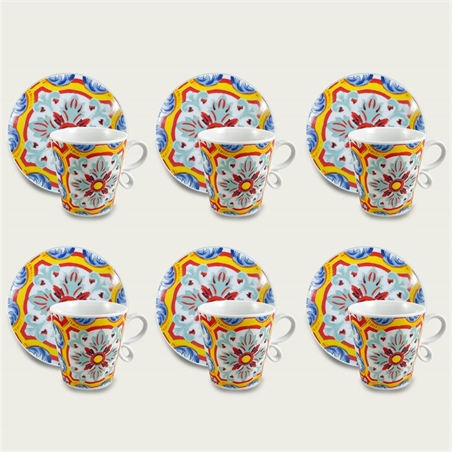 Set 6 Tazze Caffe’ Con Piattino Granad