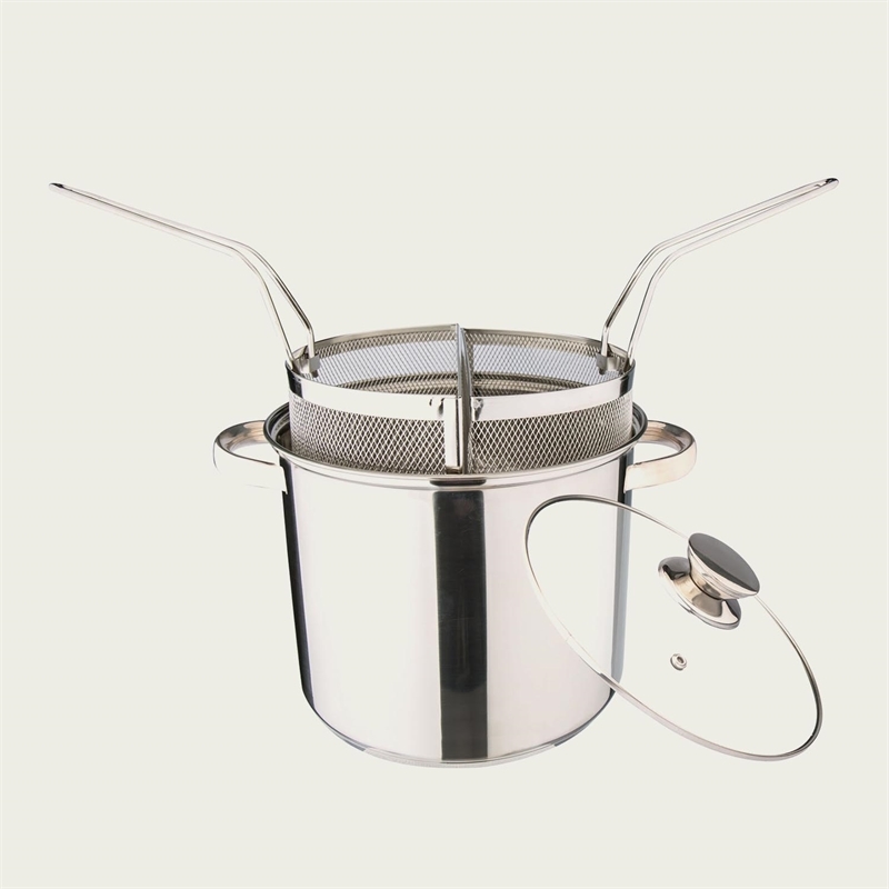 Pentola In Acciaio Inox Con Doppio Cestello E Coperchio