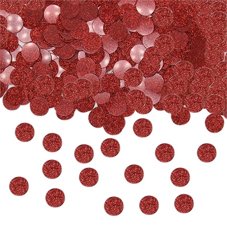 Coriandoli in plastica 20 gr diametro di 1 cm Rosso Glitter