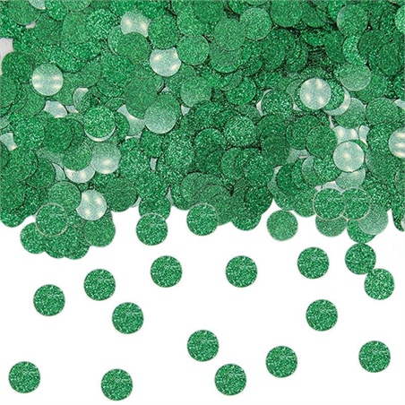 Coriandoli in plastica 20 gr diametro di 1 cm Verde Glitter