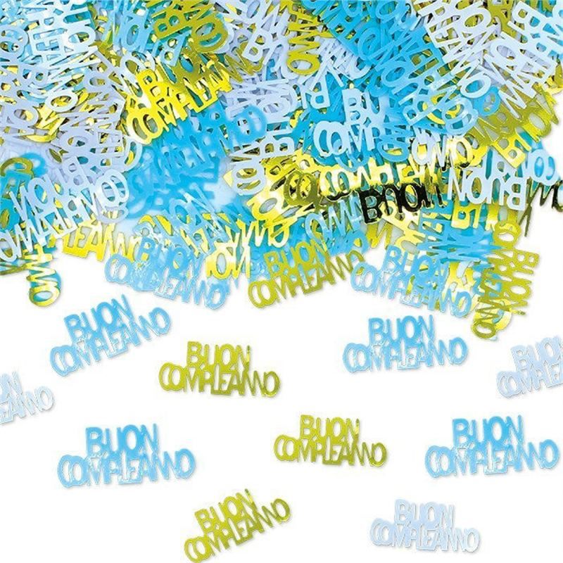 Coriandoli in plastica Buon Compleanno Chic Celeste 15 grammi