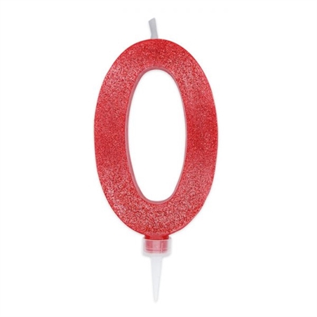 Candela Maxi Rosso Glitter 15 cm