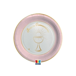 8 Piatti Ø 18 cm Comunione Chic Rosa